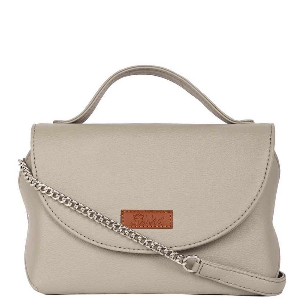 Vegan Leather Grey Crossbody Sling Bag for Women – Top Handle Shoulder Purse